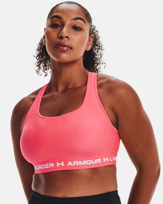 Women's Armour® Mid Crossback Sports Bra, Pink, pdpMainDesktop image number 3